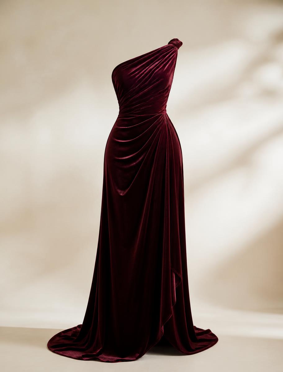 Vestido de renta Borgoña Terciopelo